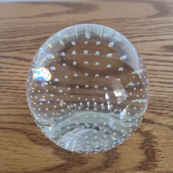 Clear Glass Paperweight Precision Controlled Bubbles in Alignment Vintage - Picture 10 of 10